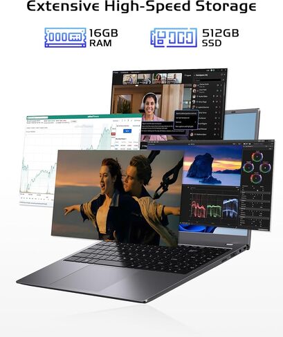 15.6 inch Laptop 16GB RAM - 512GB SSD Laptop Good for Business and Student, Pentium Processor (Up to 3.4GHz), IPS FHD Display, WIFI5 and BT5.0, Dual USB C, USB 3.2, HDMI in Kuwait