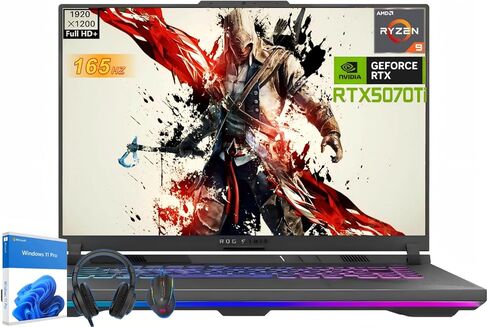 ASUS ROG Strix G16 Gaming Laptop, NVIDIA RTX 5070 Ti 12 GB, 16" WUXGA 165Hz G-SYNC Display, AMD Ryzen 9 8940HX (16-Core, up to 5.3 GHz), 32 GB DDR5 5600 MHz, 1 TB SSD, 4-Zone RGB, Windows 11 Pro in Kuwait