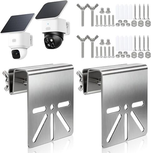 قطعتان من دعامة تثبيت المزراب لـ Eufy Security SoloCam S340/E30، حامل مزراب من الفولاذ المقاوم للصدأ لكاميرا الأمان مع براغي مضادة للصدأ، لا يوجد حامل تثبيت للحفر مع كاميرات IP PTZ في الهواء الطلق in Kuwait