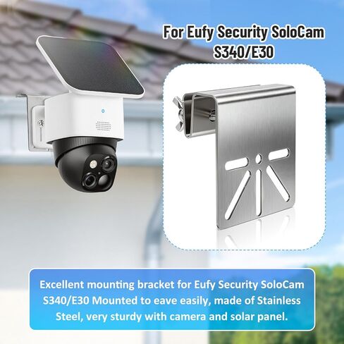 قطعتان من دعامة تثبيت المزراب لـ Eufy Security SoloCam S340/E30، حامل مزراب من الفولاذ المقاوم للصدأ لكاميرا الأمان مع براغي مضادة للصدأ، لا يوجد حامل تثبيت للحفر مع كاميرات IP PTZ في الهواء الطلق in Kuwait