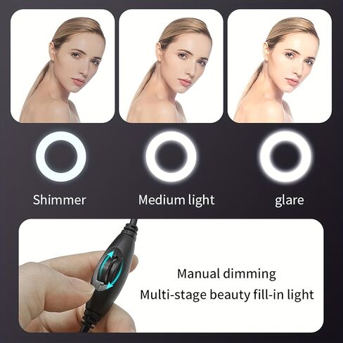 1080P Full HD Webcam Ring Light 3-Level Dimming 360 Rotating Base USB Plug-and-Play for Video Calls, Classes, Streaming, Black in Kuwait