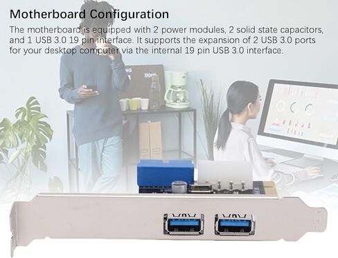 Zunate PCIE to USB 3.0 Expansion Card for Desktop PC, 2 Ports High Speed 5Gbps Transfer with USB 3.0 19 Pin Connector and 4 Pin Power Interface, Compatible with X1 X4 X8 X16 in Kuwait