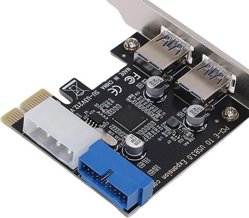 Zunate PCIE to USB 3.0 Expansion Card for Desktop PC, 2 Ports High Speed 5Gbps Transfer with USB 3.0 19 Pin Connector and 4 Pin Power Interface, Compatible with X1 X4 X8 X16 in Kuwait