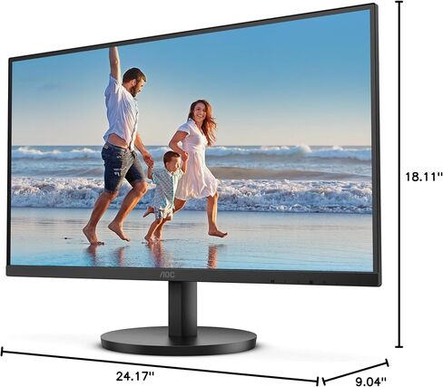 AOC 27B3HM 27" Full HD Monitor, 3-Sided Frameless & Ultra Slim Design, HDMI and VGA inputs, Lowblue Mode, Adaptive Sunc, VESA Compatible,Black in Kuwait
