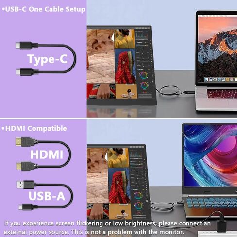 16" Portable Monitor 1200P 16:10 IPS Laptop Screen Extender, USB-C HDMI External Second Monitor with HDR, Built-in Stand & Speakers,VESA Compatible Portable Monitor for Laptop PC Mac Phone Xbox PS5 in Kuwait