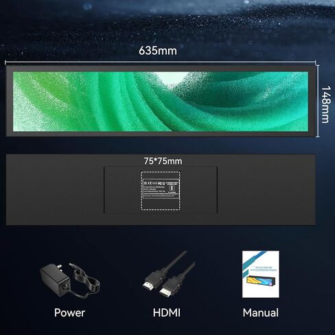 شاشة LCD بشريط ممتد 24 بوصة FHD1920x380 شاشة كمبيوتر صناعية مدمجة بمكبر صوت مزدوج، شاشة عرض إعلانية لافتات مطعم Subway Mall، شاشة عرض حافظة الكمبيوتر الشخصي، منفذ HDMI ومنفذ DP مزدوج، VESA in Kuwait
