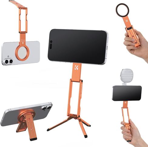 حامل هاتف مغناطيسي K&F CONCEPT 7 مم رفيع 59 جرام، عصا سيلفي قابلة للطي لهاتف iPhone، مغناطيس مزدوج الجوانب جيب ثلاثي القوائم صغير للهاتف الخلوي مع خطاف، متوافق مع هواتف iPhone 17-12 Series Android in Kuwait