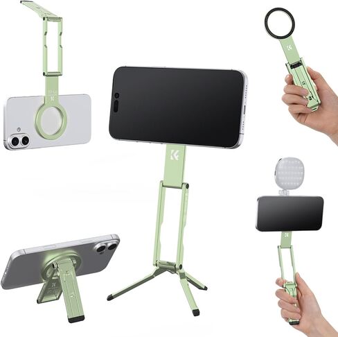 K&F CONCEPT 7mm Thin 59g Magnetic Phone Stand, Foldable Selfie Stick for iPhone, Dual-Sided Magnets Mini Tripod Pocket Cell Phone Stand with Hook, Compatible with iPhone 17-12 Series Android Phones in Saudi Arabia