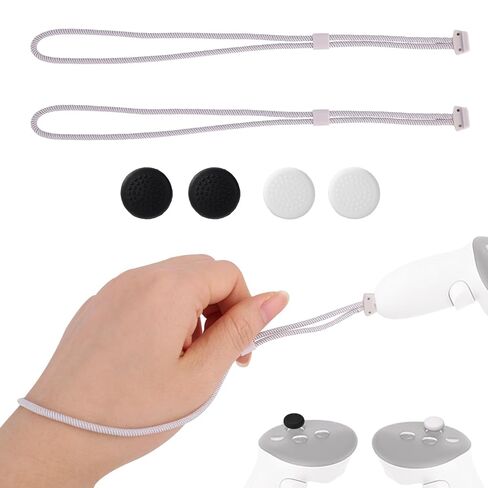 2pcs VR Controller Wrist Straps Compatible with Meta Quest 3/3S, Adjustable VR Controller Hand Strap with Thumbstick Grip Caps for Mixed Reality Game Equipment Accessory in Kuwait
