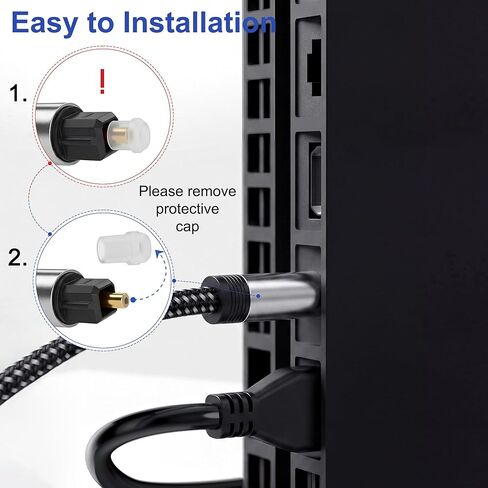 كابل صوت بصري بطول 5 أقدام، كابل ألياف ضوئية رقمي من Toslink، سلك صوت S/PDIF مجدول من النايلون لمكبرات الصوت، والسينما المنزلية، والستيريو، والتلفزيون، وXbox One/PS4 in Kuwait