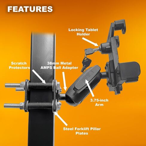 حامل عمود iBOLT Dock'n Lock Bizmount 38 مم/ 1.5 بوصة/C - حامل تابلت للرافعة الشوكية الآمنة شديدة التحمل لمركبات المستودعات والأجهزة اللوحية مقاس 7-10 بوصة in Kuwait