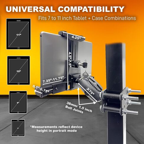 حامل عمود iBOLT Dock'n Lock Bizmount 38 مم/ 1.5 بوصة/C - حامل تابلت للرافعة الشوكية الآمنة شديدة التحمل لمركبات المستودعات والأجهزة اللوحية مقاس 7-10 بوصة in Kuwait