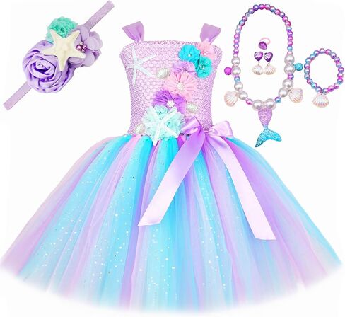 HJTT Mermaid Costume for Girls Birthday Party Gifts Halloween Tutu Princess Dress Outfits in Saudi Arabia