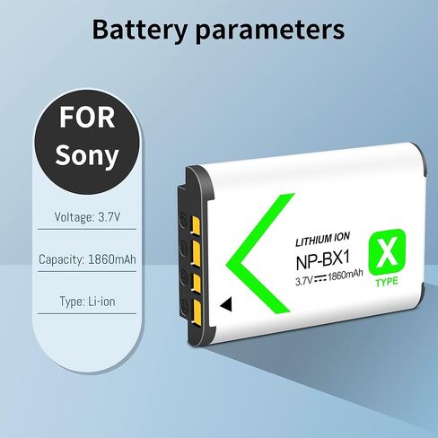 2-Pack NP-BX1 Battery(1860mAh) and Rapid Dual Charger for Sony ZV-1, ZV-1 II, ZV-1F, Cyber-Shot DSC-RX100, DSC-RX100 II, RX100M II, DSC-RX100 III, DSC-RX100 IV, DSC-RX100 V, DSC-RX100 VII in Kuwait