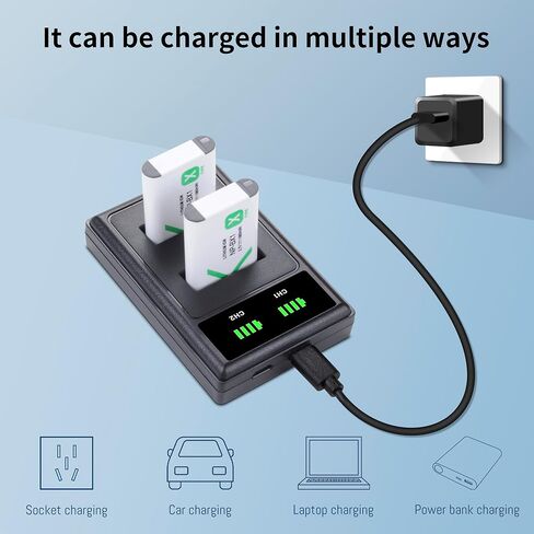 2-Pack NP-BX1 Battery(1860mAh) and Rapid Dual Charger for Sony ZV-1, ZV-1 II, ZV-1F, Cyber-Shot DSC-RX100, DSC-RX100 II, RX100M II, DSC-RX100 III, DSC-RX100 IV, DSC-RX100 V, DSC-RX100 VII in Kuwait