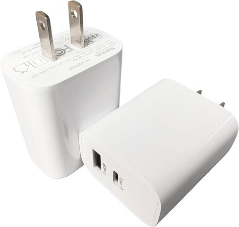 كتلة شاحن USB-C بقدرة 30 وات مع منفذ USB-A إضافي (أبيض، قطعتان)، قابس شحن سريع لمنفذ الحائط، محول طاقة من النوع C للهواتف المحمولة، والأجهزة اللوحية، وسماعات الأذن، وبنوك الطاقة، والأجهزة الذكية القابلة للارتداء، إلخ. in Kuwait