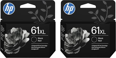 HP 61XL Black High-Yield Ink - 2 Pack | Works with DeskJet 1000, 1010, 1050, 1510, 2050, 2510, 2540, 3000, 3050, 3510; Envy 4500, 5530; OfficeJet 2620, 4630 | C0PA4AN CH563WN|Packaging May Vary in Kuwait