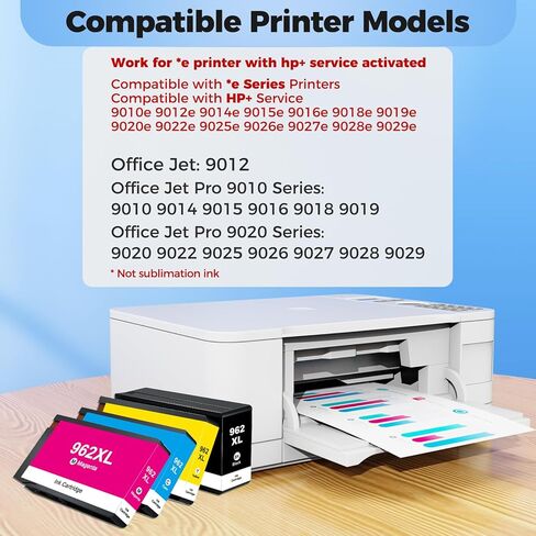 962XL Ink Cartridge 962 XL 9015e Ink Remanufactured for HP 962XL Ink Cartridges Combo Pack Works for HP Office Jet Pro 9015e 9010 9025e 9025 9015 9018e 9020 for HP Ink 962 (Black Cyan Yellow Magenta) in Kuwait