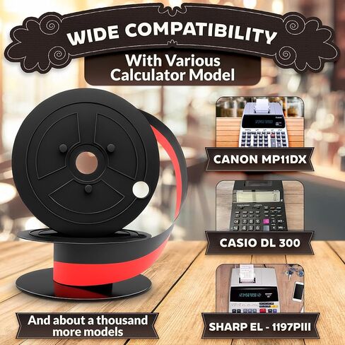 مجموعة أشرطة حبر الآلة الحاسبة Canon MP11DX مكونة من 3 قطع - 18 قدم × 0.5 بوصة شريط حاسبة حاد EL-1197PIII أحمر/أسود للحصول على سعة طباعة وسطوع رائعة، إعداد سهل بدون أدوات - مناسب للطرز الشائعة in Kuwait