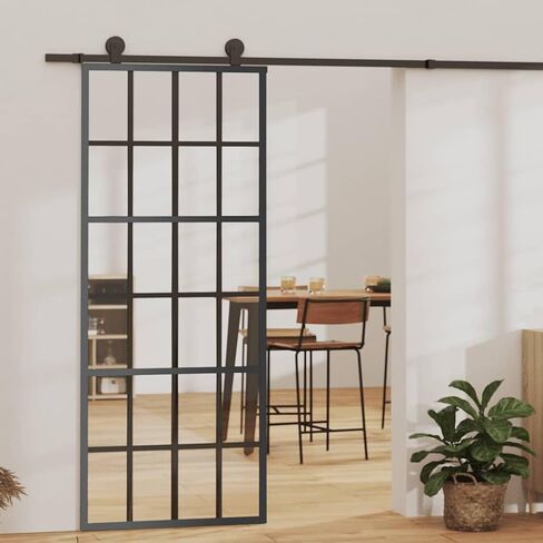 باب زجاجي منزلق بإطار من الألومنيوم، باب حظيرة داخلي مقاس 29.9 × 80.7 بوصة، تصميم حديث مكون من 6 شبكات للمكتب المنزلي وغرفة النوم، وقسم موفر للمساحة in Kuwait