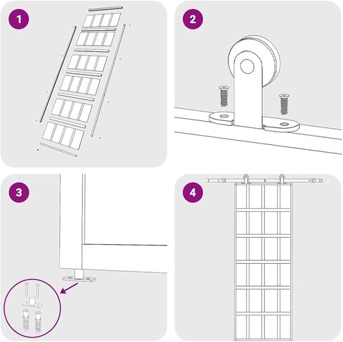 باب زجاجي منزلق بإطار من الألومنيوم، باب حظيرة داخلي مقاس 29.9 × 80.7 بوصة، تصميم حديث مكون من 6 شبكات للمكتب المنزلي وغرفة النوم، وقسم موفر للمساحة in Kuwait