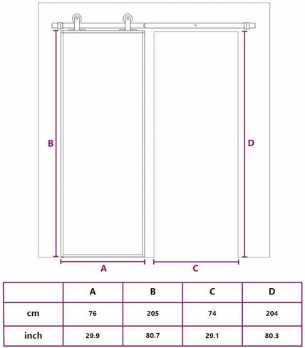 باب زجاجي منزلق بإطار من الألومنيوم، باب حظيرة داخلي مقاس 29.9 × 80.7 بوصة، تصميم حديث مكون من 6 شبكات للمكتب المنزلي وغرفة النوم، وقسم موفر للمساحة in Kuwait