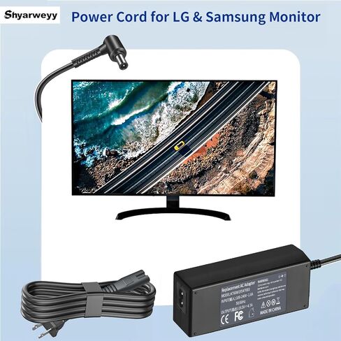 شاحن تلفزيون بسلك طاقة 19.5 فولت لشاشة LG إلكترونيات وشاشة LED LCD عريضة HDTV Ultragear شاحن ADS-40FSG-19 لشاشة سامسونج وشاشة سوني برافيا 6.5 * 4.4 مم in Kuwait