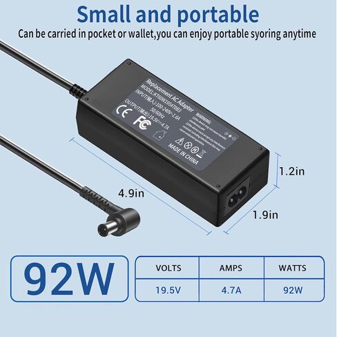 شاحن تلفزيون بسلك طاقة 19.5 فولت لشاشة LG إلكترونيات وشاشة LED LCD عريضة HDTV Ultragear شاحن ADS-40FSG-19 لشاشة سامسونج وشاشة سوني برافيا 6.5 * 4.4 مم in Kuwait