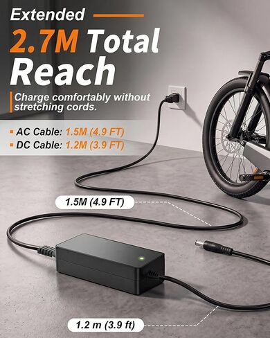 شاحن الدراجة الإلكترونية VHBW 42V 2A لـ Aventon Pace 350/350.2/350.3، Soltera SS/Soltera 7S / Soltera 2، محول استبدال شاحن بطارية الدراجة الإلكترونية لبطارية ليثيوم 36 فولت، كابل 2.7 متر in Kuwait