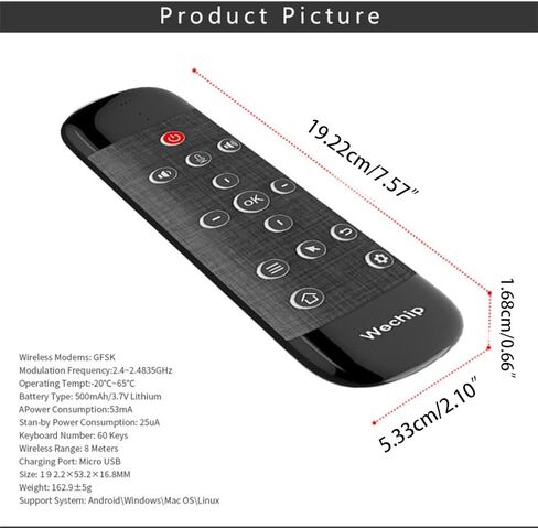 hejhncii Learning Air Mouse W2pro Voice Remote Control Rechargeable Keyboard Air Mouse 2.4G Voice Remote Control Voice Controller in Kuwait