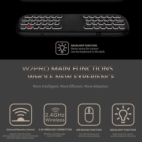 hejhncii Learning Air Mouse W2pro Voice Remote Control Rechargeable Keyboard Air Mouse 2.4G Voice Remote Control Voice Controller in Kuwait