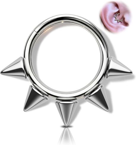 Melighting Titanium Septum Ring 16G Spike Septum Jewelry Titanium Daith Piercing Jewelry SpikeCartilage Earring Tragus Piercing Jewelry for Women in Saudi Arabia