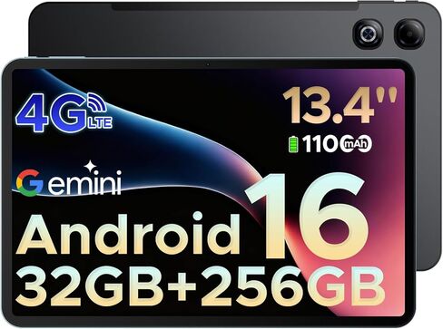 تابلت Tab G6 MAX Android 16، تابلت 13.4 بوصة 90 هرتز 7.7 مم، أجهزة لوحية ألعاب رفيعة للغاية مع Gemini AI، 32 جيجابايت + 256 جيجابايت/2 تيرابايت TF، 11000 مللي أمبير + 18 وات، UNISOC T7280 ثماني النواة، 13 ميجابكسل + 8 ميجابكسل، مكبرات صوت مزدوجة/معرف الوج in Kuwait