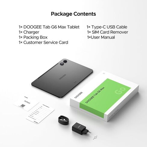 تابلت Tab G6 MAX Android 16، تابلت 13.4 بوصة 90 هرتز 7.7 مم، أجهزة لوحية ألعاب رفيعة للغاية مع Gemini AI، 32 جيجابايت + 256 جيجابايت/2 تيرابايت TF، 11000 مللي أمبير + 18 وات، UNISOC T7280 ثماني النواة، 13 ميجابكسل + 8 ميجابكسل، مكبرات صوت مزدوجة/معرف الوج in Kuwait