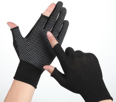 2 Pairs Fishing Gloves, 2-Cut Finger Design, Cycling Gloves, All Season Wear, Thick Nylon White Yarn for Durability, Ideal for Outdoor Fishing, Cycling & Hiking in Kuwait