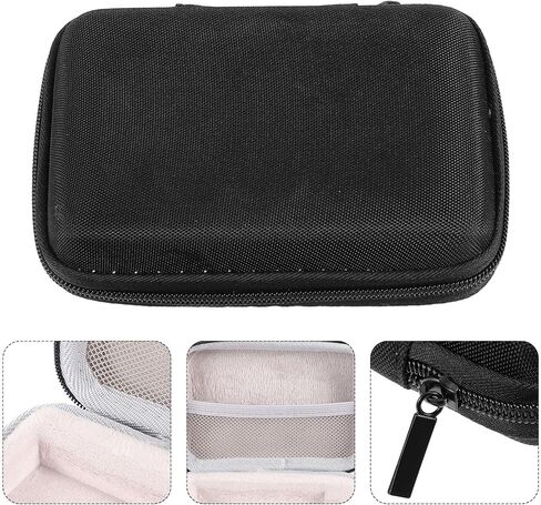 Portable Hard Shell SSD Storage Case 14x10x4cm with Data Cable Organizer and Earphones Pouch, Travel Protective Black Bag for Passport SSD Users in Kuwait