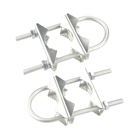 Double Antenna Mast Clamp - 2 Sets Heavy Duty V-Jaw Mounting Brackets with U-Bolts for Outdoor TV, Ham Radio, Starlink, Flagpole, Umbrella Poles in Kuwait