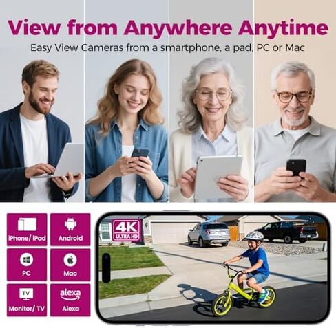 [جرس الباب + 4-CAM] حزمة أمان XMARTO 10 قنوات 4K WiFi 6 NVR مع 4 حزم 4K 8MP WiFi6 PTZ Cam & 1 جرس باب ذكي للفيديو، واي فاي ثنائي النطاق طويل المدى 6، تركيب بدون أسلاك، 0 رسوم شهرية in Kuwait