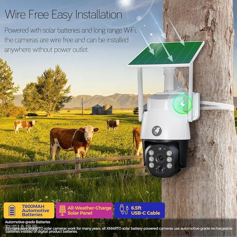 [جرس الباب + 4-CAM] حزمة أمان XMARTO 10 قنوات 4K WiFi 6 NVR مع 4 كاميرات PTZ لاسلكية تعمل بالطاقة الشمسية بدقة 4 ميجابكسل و1 جرس باب ذكي للفيديو، واي فاي طويل المدى ثنائي النطاق 6، تركيب بدون أسلاك، 0 رسوم شهرية in Kuwait