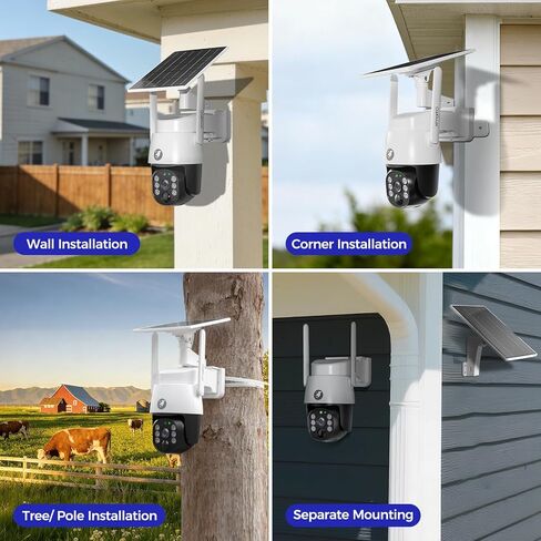 [جرس الباب + 4-CAM] حزمة أمان XMARTO 10 قنوات 4K WiFi 6 NVR مع 4 كاميرات PTZ لاسلكية تعمل بالطاقة الشمسية بدقة 4 ميجابكسل و1 جرس باب ذكي للفيديو، واي فاي طويل المدى ثنائي النطاق 6، تركيب بدون أسلاك، 0 رسوم شهرية in Kuwait