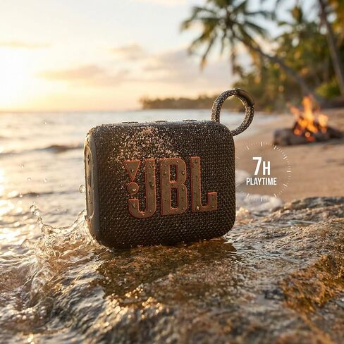 JBL Go 4 Portable Bluetooth Speaker, Built-in Battery, Waterproof and Dustproof - Black (JBLGO4BLKAM) + USB-C Adapter + Microfiber Cloth in Kuwait