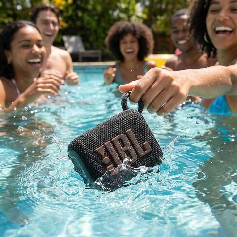 JBL Go 4 Portable Bluetooth Speaker, Built-in Battery, Waterproof and Dustproof - Black (JBLGO4BLKAM) + USB-C Adapter + Microfiber Cloth in Kuwait
