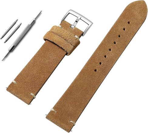 ADDIESDIVE Vintage Suede Watch Strap 20 mm Quick Release Brown Leather Watch Bands Genuine Leather Watch Straps for Men Women Stainless Steel Buckle in Kuwait