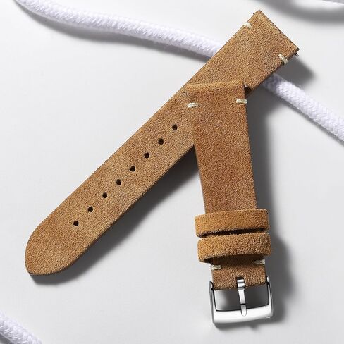 ADDIESDIVE Vintage Suede Watch Strap 20 mm Quick Release Brown Leather Watch Bands Genuine Leather Watch Straps for Men Women Stainless Steel Buckle in Kuwait