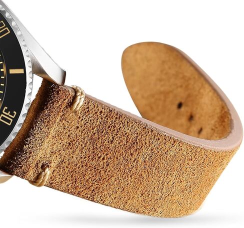 ADDIESDIVE Vintage Suede Watch Strap 20 mm Quick Release Brown Leather Watch Bands Genuine Leather Watch Straps for Men Women Stainless Steel Buckle in Kuwait