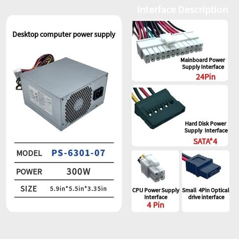 New 300W PS-6301-07 Compatible for HP Omen 510/560/570 and DPS-300AB-73A HP Pro Server Power Supply 667893-003Q PSU Replacement for Part 715185-001 759766-001 PSU in Kuwait