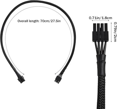 PCIe Power Cable for MSI PSU, 70cm/27.5in Black Braided 8 Pin Male to 6+2 Pin Male GPU Extension Cable 18AWG 10A Modular Power Supply Cables for MSI MAG A850GL ATX3.0 A750GL ATX3.0 in Kuwait