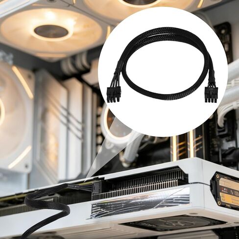 PCIe Power Cable for MSI PSU, 70cm/27.5in Black Braided 8 Pin Male to 6+2 Pin Male GPU Extension Cable 18AWG 10A Modular Power Supply Cables for MSI MAG A850GL ATX3.0 A750GL ATX3.0 in Kuwait