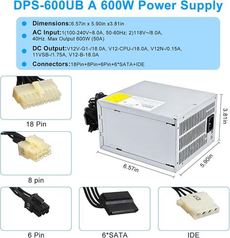 مصدر طاقة DPS-600UB A 632911-001 600 واط مُحدث 623193-001 PSU متوافق مع محطة عمل HP Z420 623193-003 632911-003 DPS-600UB A لمصدر طاقة HP 600 واط in Kuwait