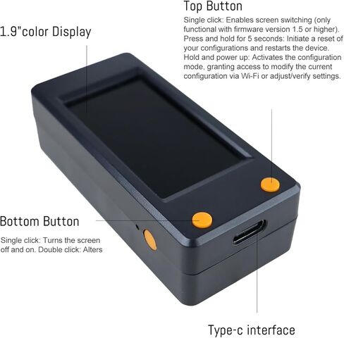 Bitcoins Miner LV02, 250KH/s USB-C Bitcoin Miner, Solo Miner with 1.9 inch Full-Color Display Asic Miner, 1W Low Power Consumption Crypto Miner, 2.4G WiFi Solo Lottery Mining for Home and Beginners in Kuwait